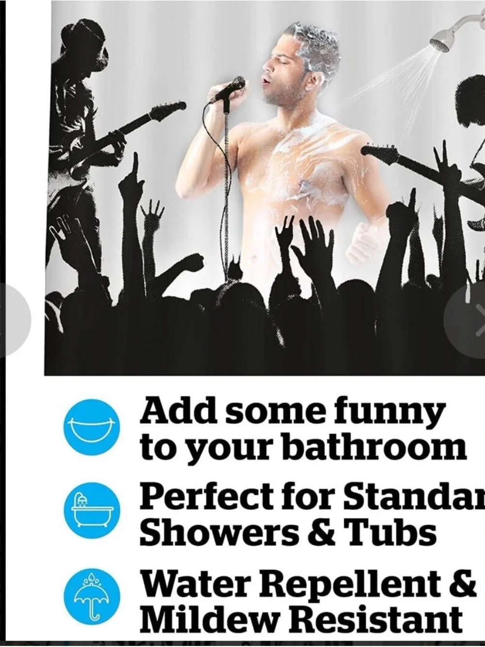 Rockstar Shower Curtain - Black Silhouette Design